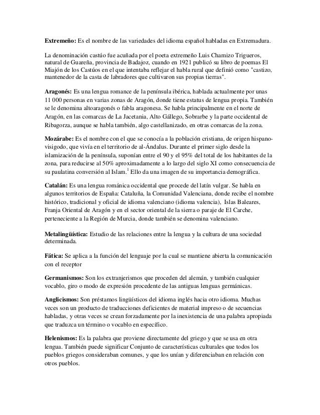 Glosario de palabras lenguaje y comunicacion