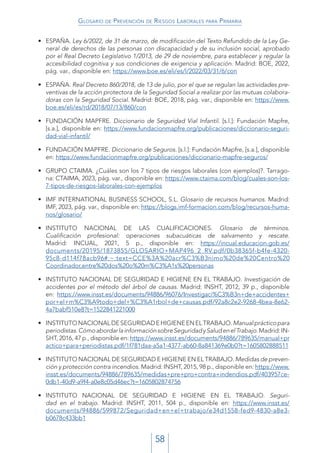 Glosario de prevencion de riesgos laborales para primaria 2024 ...