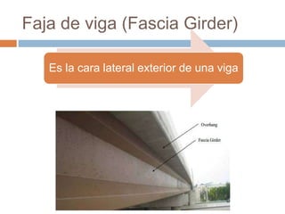 Faja de viga (Fascia Girder)

   Es la cara lateral exterior de una viga
 
