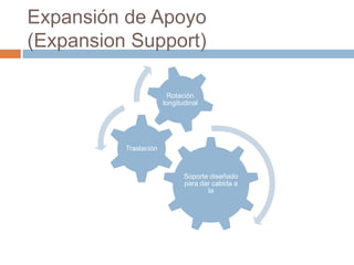 Expansión de Apoyo
(Expansion Support)

                         Rotación
                       longitudinal




          Traslación



                              Soporte diseñado
                              para dar cabida a
                                     la
 