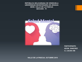 REPÚBLICA BOLIVARIANA DE VENEZUELA
UNIVERSIDAD BICENTENARIA DE ARAGUA
SEDE: VALLE DE LA PASCUA
SECCIÓN P1
PARTICIPANTE:
KEVIN SANCHEZ
C.I. 26.844.198
VALLE DE LA PASCUA, OCTUBRE 2019
 