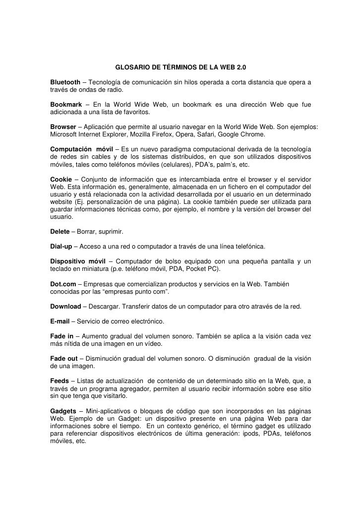 Glosario De Términos De La Web 2.0