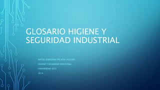 GLOSARIO HIGIENE Y 
SEGURIDAD INDUSTRIAL 
MATEO SEBASTIAN PACHON SALCEDO 
HIGIENE Y SEGURIDAD INDUSTRIAL 
UNIVERSIDAD ECCI 
2014 
 