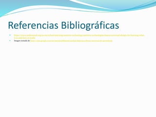 Currículo para Todos
 Es la actividad por la que se conciben o
proyectan desde el origen, y siempre que
ello sea posible, entornos, procesos,
bienes, productos, servicios, objetos,
instrumentos, programas, dispositivos o
herramientas, de tal forma que puedan
ser utilizados por todas las personas, en la
mayor extensión posible, sin necesidad de
adaptación ni diseño especializado. El
«diseño universal o diseño para todas las
personas» no excluirá los productos de
apoyo para grupos particulares de
personas con discapacidad, cuando lo
necesiten. »
Descripción de la imagen
Presenta las diversas formas de aprendizaje
 