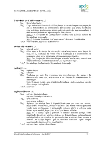 Glossário APDSI para a Sociedade da Informação v2007