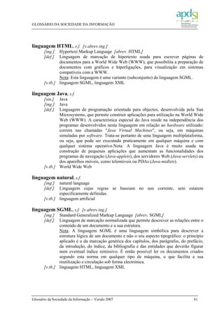 Glossário APDSI para a Sociedade da Informação v2007