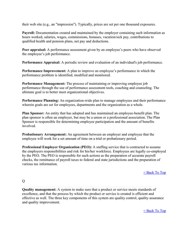 Glossary human resource management PDF