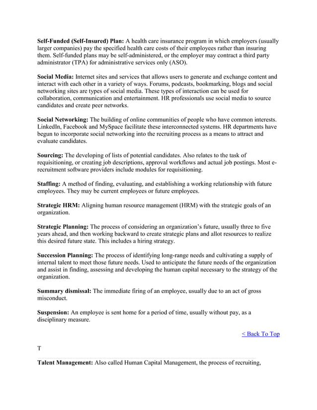 Glossary human resource management PDF