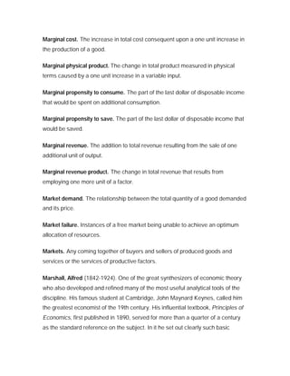 Glossary Basic Economics | PDF