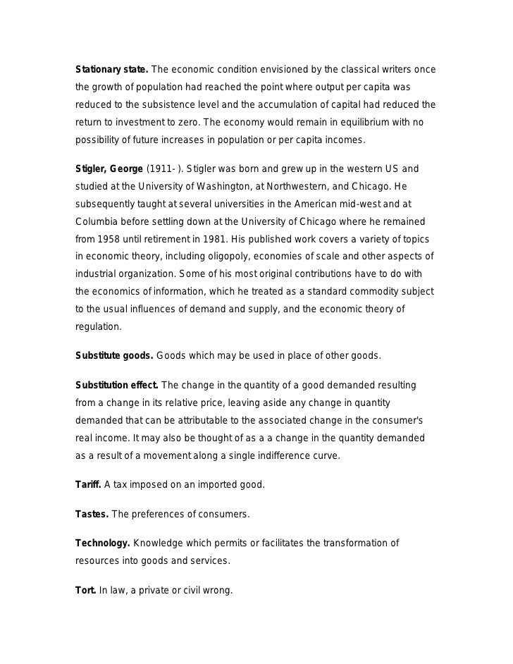 Glossary Basic Economics