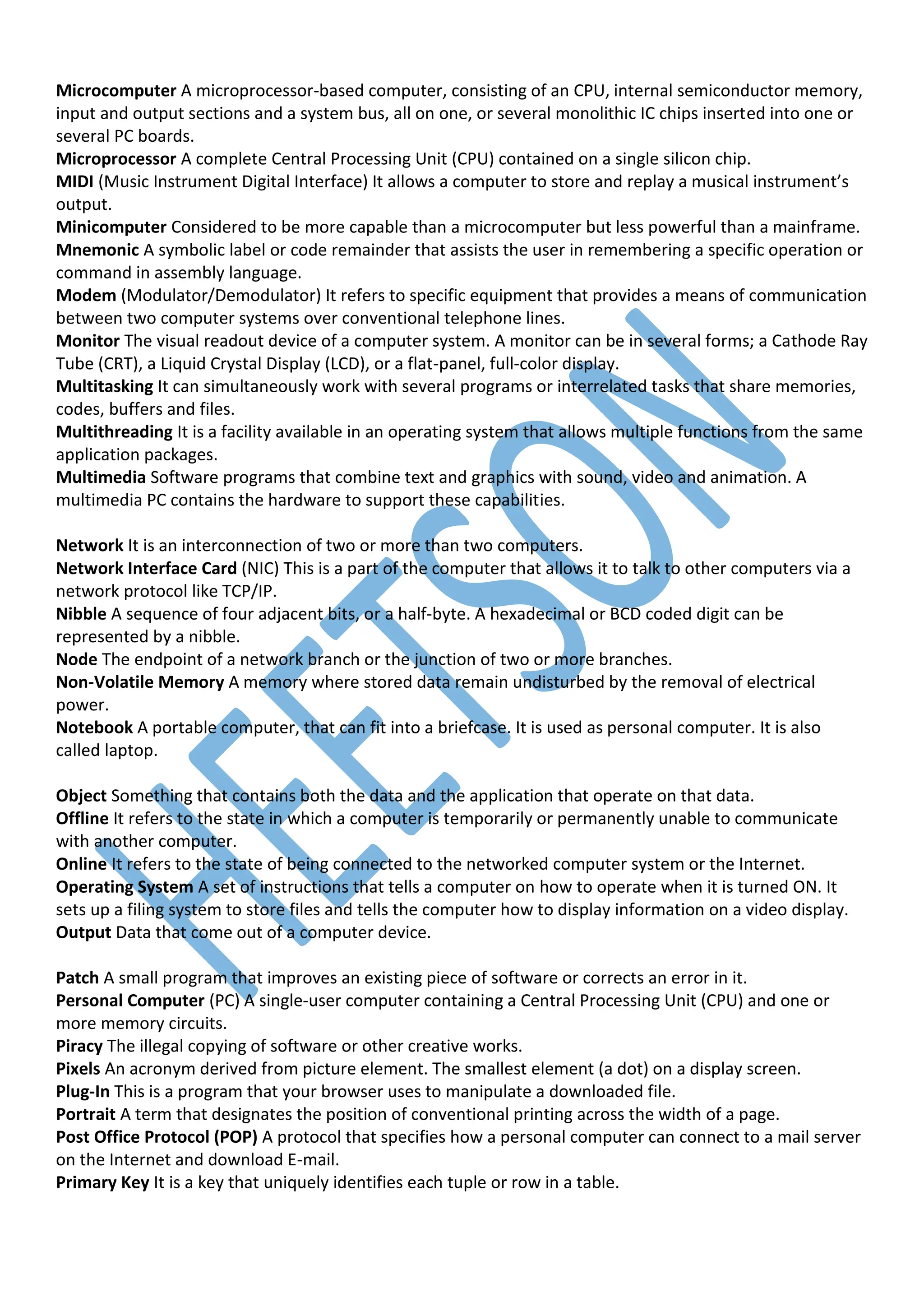 Computer Glossary A to Z Terminology, Vocabulary | PDF