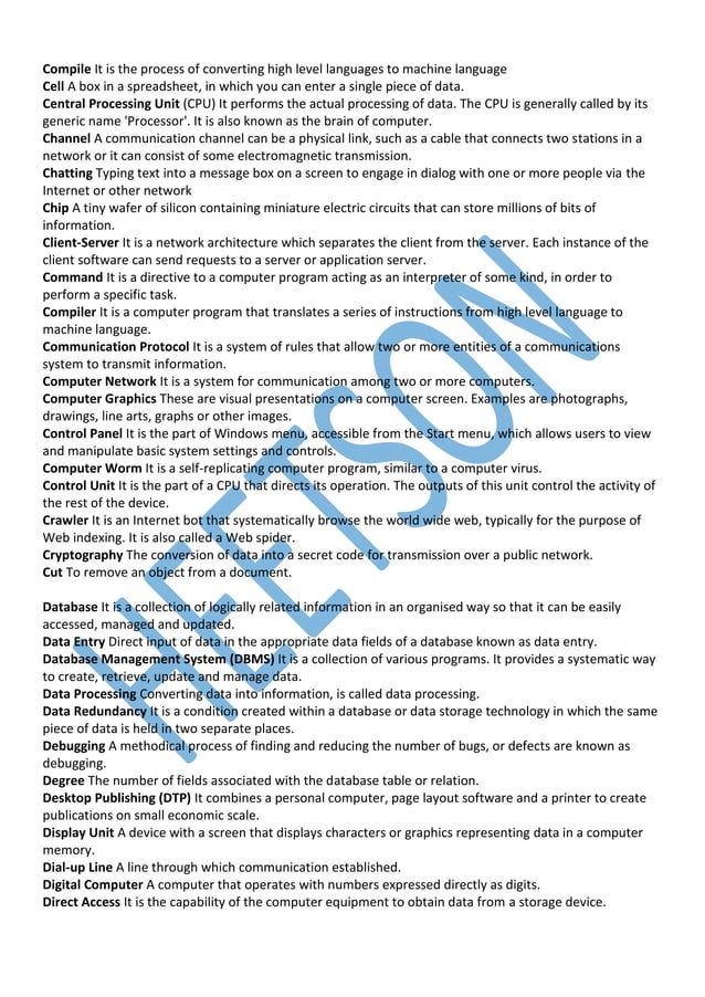 Computer Glossary A to Z Terminology, Vocabulary | PDF | Databases ...
