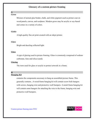 Elements of custom picture framing | PDF