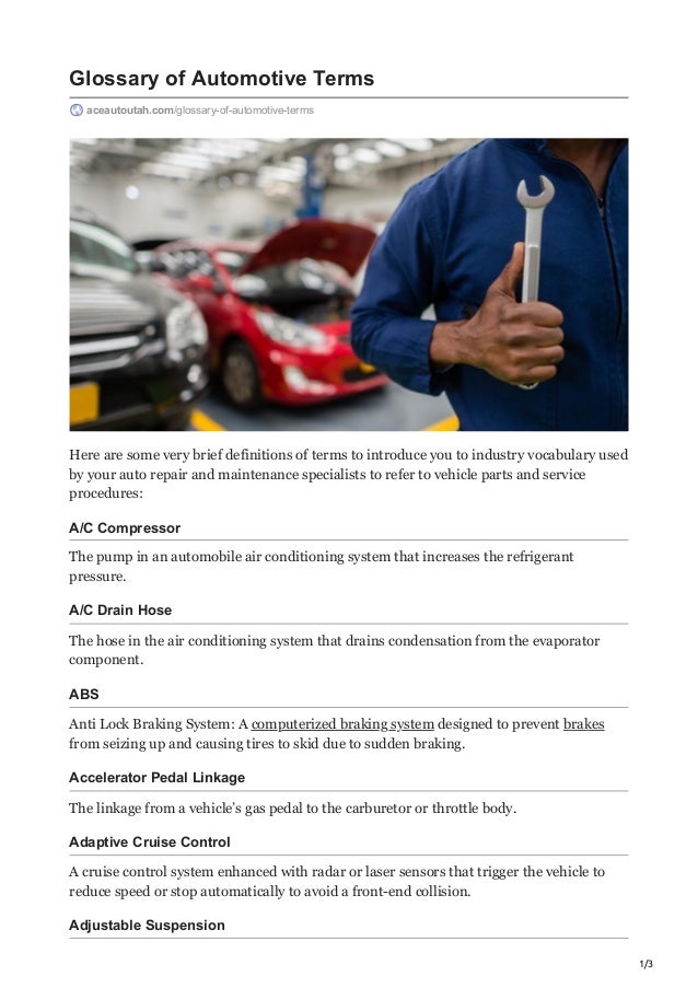 Glossary of Automotive Terms