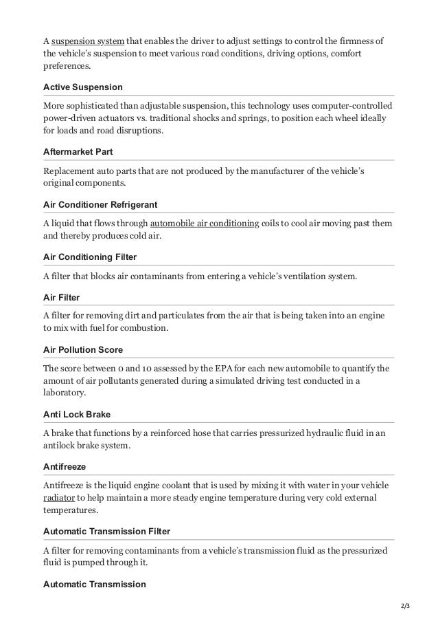 Glossary of Automotive Terms