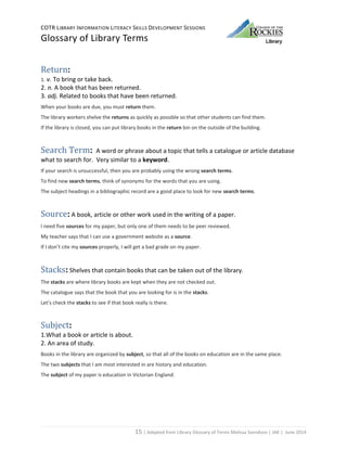 Glossary of Library Terms | PDF