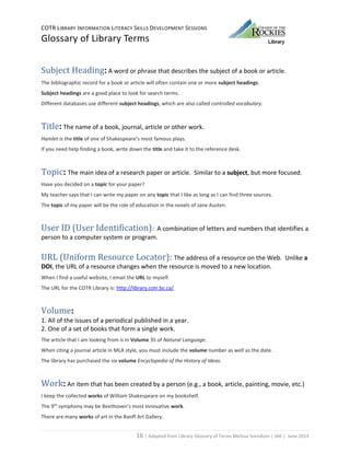 Glossary of Library Terms | PDF