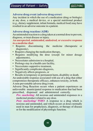 Glossary Of Patient Safety Summary Document | PDF