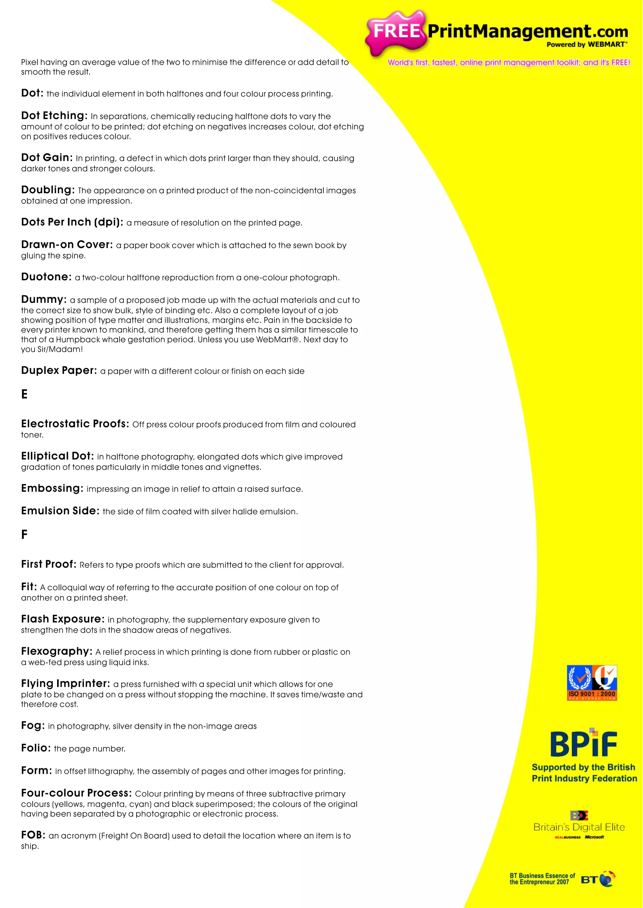 GLOSSARY OF PRINT TERMS IN ENGLISH | PDF