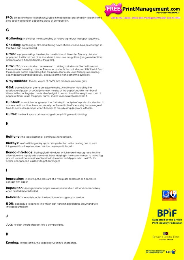 GLOSSARY OF PRINT TERMS IN ENGLISH | PDF