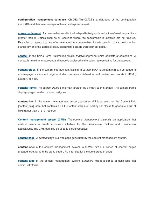 Glossary Of Service Now