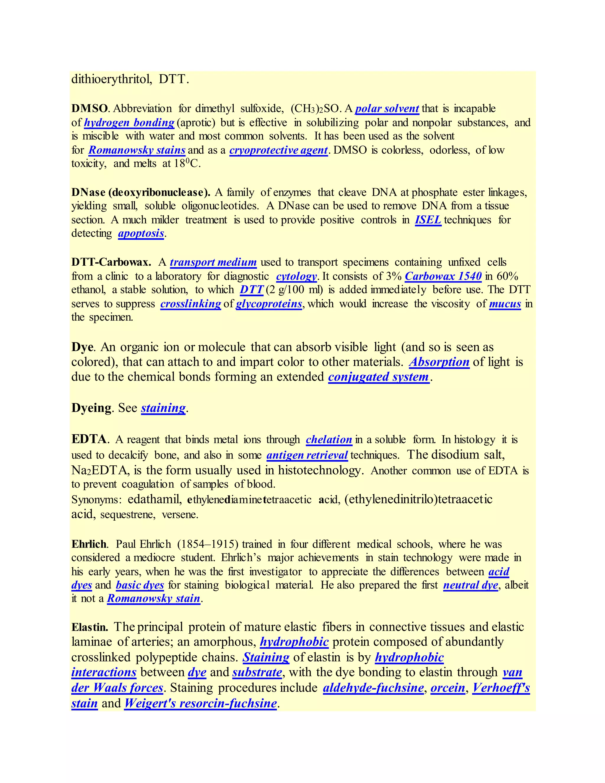 Glossary of staining methods, reagents, immunostaining, terminology and ...