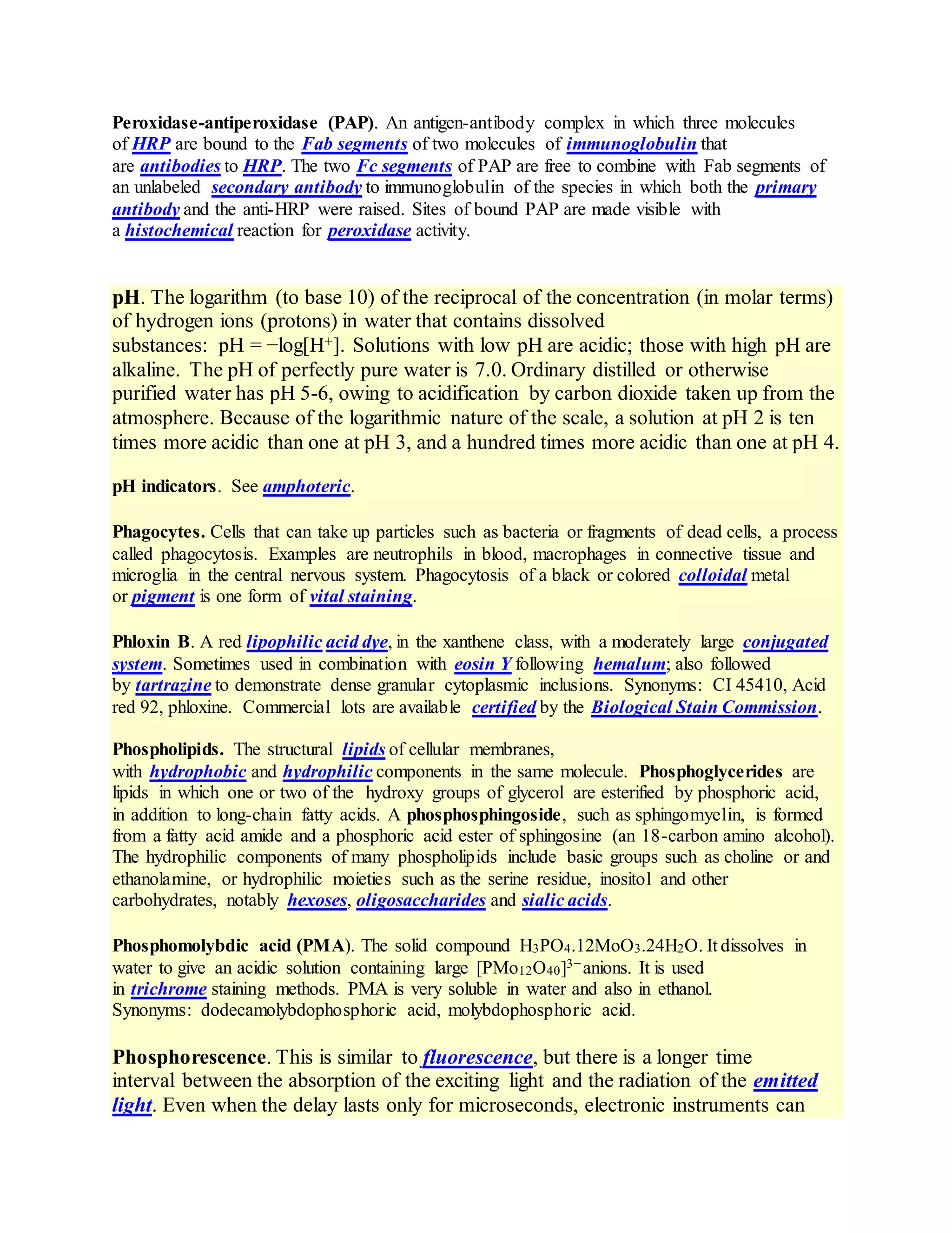 Glossary of staining methods, reagents, immunostaining, terminology and ...