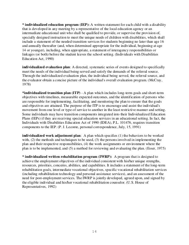 Glossary of terminologies for vocational evaluation Glossary of terminologies for vocational evaluation