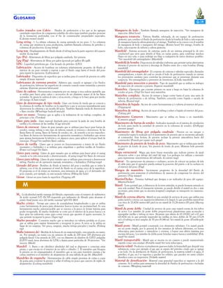 G LOSARIO
Lodos tratados con Calcio - Fluidos de perforación a los que se les agregan

cantidades específicas de compuestos solubles de calcio (que también pueden provenir
de la formación perforada), con el fin de comunicarles propiedades especiales.
(Calcium treated muds)
Long string - 1. La ultima columna de casing asentada en un pozo. 2. La columna
de casing que atraviesa la zona productora, también llamada columna de petróleo o
columna de producción. (Long string)
Long way - Desplazamiento de fluido desde el tubing hacia la parte superior del espacio
anular. (Long way)
Lpc (Psi) - Abreviatura de libras por pulgada cuadrada. Ver presión.
Lpg (Ppg) - Abreviatura de libras por galón (pounds per gallon (lb/gal)).
LPG - Liquefied petroleum gas - Gas licuado de petróleo. (LPG)
Lubricación - Acción de bombear un volumen relativamente pequeño de fluido al
interior de un pozo cerrado y esperar a que el fluido caiga hasta el fondo del pozo
para repetir la operación. (Lubrication)
Lubricador - Dispositivo de superficie que se utiliza para el control de presión en cable
simple. (Grease injector)
Lubricantes de extrema presión - Aditivos que, cuando se agregan a los fluidos
de perforación, lubrican las superficies de contacto cuando están sometidas a presión
extrema. (Extreme pressure lubricants)
Llave de cadena - Herramienta compuesta por un mango y una cadena ajustable que
se utiliza para hacer girar caños o accesorios de un diámetro mayor al de las llaves
normales. Se ajusta la cadena al caño o al accesorio, y luego se lo hace girar por medio
del mango. (Chain tongs)
Llave de desenrosque de tipo rueda - Llave con forma de rueda que se conecta a
la columna de varillas de bombeo en la superficie y que se acciona manualmente para
desenroscar la columna y así sacarla del pozo. También llamada rueda de desenroscar
o llave circular. (Wheel-type back-off wrench)
Llave en mano - Término que se aplica a la realización de un trabajo completo, de
principio a fin. (Turnkey)
Llave para jaula - Llave especial diseñada para conectar la jaula de una bomba de
varillas a la columna de las varillas. (Cage wrench)
Llaves de enroscar - Llaves de gran tamaño que se utilizan para hacer girar barras de
sondeo, casing, tubing u otro tipo de tubería cuando se enrosca o desenrosca. Se las
llama llaves de casing, llaves de barras de sondeo, etc., de acuerdo a su uso específico.
Las llaves de fuerza son herramientas de operación neumática o hidráulica que sirven
para ajustar fuertemente la tubería y, en algunos casos, para aplicar el torque final de
enrosque. (Tongs) Ver también llaves cadena.
Llaves de varilla - Llaves que se ponen en funcionamiento a través de un fluido
neumático o hidráulico y se utilizan para empalmar o quebrar varillas de bombeo.
(Power rod tongs) Ver llaves.
Llaves para casing - Llaves de gran tamaño que se utilizan para hacer girar el casing
cuando se lo está enroscando o desenroscando.. (Casing tongs) Ver llaves de enroscar
Llaves para tubing - Llaves de gran tamaño que se utilizan para enroscar y desenroscar
tubing. Pueden ser de operación manual, neumática, o hidráulica. (Tubing tongs)
Llenado del pozo - Bombeo de fluido al interior del pozo a medida que se retira la
tubería, con el fín de mantener el nivel de fluido en el casing cerca de la superficie.
El propósito es el de evitar un reventón, una intrusión de agua, y/o el derrumbe del
pozo cuando, por ejemplo, se está sacando tubería. (Filling the hole)
Llenar - Llenar un pozo hasta la superficie. (Topping off)

M
M1 - La alcalinidad metilo naranja del filtrado, expresada como el número de milímetros

de ácido normal 0.02 (N/50) requerido por milímetro de filtrado para alcanzar el
punto final/punto seco del metilo naranja? (pH 43). (M1)
Macho cónico - Terraja que carece de acanaladuras longitudinales y que se utiliza
como herramienta de pesca para elementos huecos (como un portamechas). Es una
herramienta macho autoenroscable que se enrosca a la pesca en forma interna para
poder recuperarla. El macho fusiforme se corre por el interior de la pesca hueca y se
hace girar los suficiente como para cortar roscas que aporten el agarre necesario, lo
que permite recuperar la pesca. (Taper tap)
Macho pescador - Conexión macho que se introduce en tubería perdida en el pozo
que se utiliza para sujetar firmemente y recuperar la pesca. A veces se la utiliza en
lugar de un cangrejo. Ver pesca, cangrejo, macho terraja pescador y macho. (Fishing
tap)
Malla (número de) - Medida de la fineza de un material tejido, una zaranda, un tamiz,
etc. Por ejemplo, un tamiz con un número de malla de 200 tiene 200 aberturas por
pulgada lineal. Una zaranda de 200,. con un diámetro de alambre de 0,0021 pulgadas
(0,0053 mm), tiene aberturas de 0,074, y dejará pasar partículas de 74 micrones. *Ver
micrón. (Mesh)
Mandril - 1. Barra o eje cilíndrico alrededor del cual se disponen o conectan otras
piezas, o que encaja en el interior de un tubo o cilindro. 2. El miembro que bloquea
la presión en un empaquetador; el miembro que se usa para transferir energía a las
cuñas; también es el miembro de alojamiento de una válvula de gas lift. (Mandrel)
Mandriles de enganche - Herramientas de cable simple provistas de cuñas y copas
de goma para contener la presión y sellar el tubing en pozos que carecen de niples de
alojamiento. (Locking mandrels)

G-19
Manguera de lodo - También llamada manguera de inyección. *Ver manguera de
inyección. (Mud hose)

Manguera rotatoria - Tubería flexible, reforzada, de un equipo de perforación

giratorio, que conduce el fluido de perforación desde la bomba de lodo y caño-soporte
de manguera hasta la cabeza giratoria y el vástago. También se la conoce con el nombre
de manguera de lodo o manguera del vástago. (Rotary hose) Ver vástago, bomba de
lodo, caño-soporte de tubería y cabeza giratoria.
Manifold - Sistema accesorio de cañerías, parte de un sistema principal (o de otro
conductor) que sirve para dividir el flujo en varias partes, para combinar muchos
flujos en uno solo, o para redirigir un flujo a cualquiera de varios destinos posibles.
*Ver manifold del estrangulador. (Manifold)
Manifold de bomba - Disposición de válvulas y tuberías que permite varias alternativas
durante el proceso de succión y descarga de fluidos entre dos o más bombas. (Pump
manifold)
Manifold del estrangulador - El conjunto de cañerías y válvulas especiales, llamadas
estranguladores, a través del cual se circula el lodo de perforación cuando se cierran
los preventores anulares para controlar las presiones que se presentan durante una
surgencia. Ver estrangulador y preventor de reventones. (Choke manifold)
Manifold para inyección a presión - Tipo de manifold que se utiliza en trabajos
de inyección de cemento a presión. (Squeeze manifold)
Maniobra - Operación que consiste primero en sacar y luego en bajar la columna de
sondeo al pozo. (Trip) Ver hacer una maniobra.
Maniobra completa - Acción de extraer y luego correr hasta el pozo una sarta de
tubería de perforación o de tubing. También conocida como bajada o sacada de
tubería. (Round trip)
Maniobra de bajada - Acción de correr herramientas y/o tubería al interior del pozo.
(Tripping-in)
Maniobra de tubing - Acción de sacar el tubing y volver a bajarlo al interior del pozo.
(Tubing job)
Manómetro Cameron - Manómetro que se utiliza en líneas o en manifolds.
(Cameron gauge)
Manómetro de barras de sondeo - Indicador montado en el sistema de circulación
de lodo para medir la cantidad de presión en la columna de sondeo. (Drill-pipe
pressure gauge)
Manómetro de libras por pulgada cuadrada - Presión en un tanque o
contenedor según lo indicado por el manómetro de presión que se encuentra adosado
al contenedor. Esta lectura de presión incluye la presión atmosférica fuera del
contenedor. (Pounds per square inch gauge)
Manómetro de presión de fondo de pozo - Manómetro que se utiliza para medir
la presión de fondo de pozo. Ver presión de fondo de pozo. (Bottom hole pressure
gauge)
Mapa estructural - Mapa que tiene líneas marcadas que indican puntos de igual
elevación sobre o por debajo del nivel del mar. Los geólogos los utilizan a menudo
para representar características del subsuelo. (Contour map)
Marcar - En operaciones de pistoneo o cuchareo, acción de colocar un pedazo de tela
al cable para que el operador pueda estimar la posición del pistón o de la cuchara en
el interior del pozo. (Flag)
Margen de maniobra - Incremento progresivo de la densidad del fluido de
perforación para aumentar el sobrebalance de manera de compensar los efectos del
pistoneo. (Trip margin)
Martin-Decker - Término habitual que designa a un indicador de peso del equipo.
(Martin-Decker)
Mástil - Torre portátil que, a diferencia de la torre estándar, se puede levantar armada en
una sola unidad. Para el transporte terrestre, se puede dividir el mástil en dos o más
secciónes, para evitar que su excesiva longitud complique su transporte en camiones.
(Mast)
Mástil de corona abierta - Mástil en una unidad de servicio de pozo que utiliza una
polea móvil y corona con separación (abertura a lo largo), lo que posibilita maniobrar
con tiros de 20,4216 metros (60 pies) en un mástil de 15,24 metros (50 pies). (Sky-top
mast).
Mástil de poste doble - Unidad de servicio de pozo cuyo mástil consta de dos tubos
de acero. Los mástiles de poste doble proporcionan plataformas para acomodar y
manipular varillas y tubing en tiros. Alcanzan una altura de 65 (19,812 m) a 67 pies
(20,4216 m), lo que permite suspender las varillas en tiros dobles de 50 pies (15,24
m) y el tubing en tiros simples de 30 pies (9,144 m). Ver mástil de poste. (Double-pole
mast)
Mástil poste - Mástil portátil construido con elementos tubulares. Un mástil puede
ser un poste simple, por lo general de dos tamaños de tubería diferentes, en forma
telescópica para moverse o extenderse y cerrarse, y lograr una altura máxima por
encima del pozo. Los mástiles de doble poste brindan mayor fuerza y estabilidad. (Pole
mast) Ver mástil.
Mástil transportable - Mástil que se monta en un camión y puede mantenérselo
erguido como una unidad. (Portable mast) Ver torre telescópica..
Materia volátil - Productos normalmente gaseosos (salvo la humedad) que despide una
substancia, como por ejemplo el gas que se separa del petróleo crudo que se agrega
a un lodo. En la destilación de fluidos de perforación, la materia volátil ( el agua, el
petróleo, el gas, etc.) se vaporiza y quedan los sólidos, que pueden ser tanto sólidos
disueltos como en suspensión. (Volatile matter)
Material de densificación - Material cuya gravedad específica es superior a la del
cemento. Se lo utiliza para aumentar la densidad de fluidos de perforación o lechadas
de cemento. (Weighing material)

 