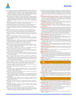 G LOSARIO

G-32
Valor de fluencia - El valor de fluencia (llamado generalmente “punto de fluencia”) es
la resistencia al flujo inicial, o representa el esfuerzo que se requiere para comenzar
el movimiento de fluido. Esta resistencia se debe a cargas eléctricas ubicadas sobre o
cerca de la superficie de las partículas. El valor de fluencia de Bingham, expresado
en libras por pie cuadrado, se determina mediante el viscosímetro de lectura directa
restando la viscosidad plástica a la lectura a 300 r.p.m. (Yield value)
Válvula - Dispositivo que se utiliza para controlar el caudal de flujo en una línea, para abrir
o cerrar una línea por completo, o como dispositivo automático o semiautomático de
seguridad. Entre las de uso más difundido se cuentan: la válvula esclusa, la válvula
tapón, la válvula globo, la válvula de aguja, la válvula de retención y la válvula de
purga de presión. (Valve) Ver válvula de retención, válvula aguja y válvula de purga
de presión.
Válvula a charnela - Mecanismo articulado de cierre que opera como un pivote, y que se
utiliza para impedir el flujo ascendente por la tubería. (Flapper valve)
Válvula aguja - Válvula esférica que contiene un disco con punta en forma de aguja que
permite lograr una regulación de flujo extremadamente fina. (Needle valve)
Válvula anular - Válvula que se utiliza en una columna de ensayo de pozo (DST) para
operar con cámara para toma de muestras o posicionar fluidos de tratamiento.(Annular
Valve)
Válvula camisa - Válvula ubicada en la parte inferior de un retenedor. (Sleeve valve).
Válvula de circulación - Accesorio que se utiliza por encima de un empaquetador (packer),
que permite la circulación espacio anular-tubing y viceversa. (Circulation valve)
Válvula de Contrapresión - Válvula de control de flujo que permite el control del flujo
de sentido contrario que se produce en la bajada o sacada de tubería. (Back pressure
valve)
Válvula de descarga - Equivalente a válvula de circulación. (Unloader)
Válvula de desplazamiento diferencial - Válvula para fines específicos que se utiliza para
espaciar y embridar el pozo y que se baja con la columna de tubing. (Differential
displacing valve)
Válvula de escape de presión - Válvula que se abre a una presión predeterminada para
descargar las presiones excesivas dentro de la tubería o línea; también denominada
válvula de desahogo, de seguridad o de resorte. (Pressure relief valve)
Válvula de estimulación - *Ver válvula de limpieza?. (Stimulation valve)
Válvula de inyección - Válvula de movimiento vertical a resorte que se utiliza en el pozo,
que se baja con cable/alambre y que se asienta en un perfil, cuya función es cerrar el
pozo si se detiene la inyección. (Injection valve)
Válvula de limpieza - Dispositivo que se utiliza con un empaquetador para limpiar
punzados abiertos; también llamado disco de limpieza. (Surge valve)
Válvula de movimiento vertical - Mecanismo de tipo cierre/apertura por el cual los
resortes se utilizan para mantener a la válvula en su lugar; suele encontrárselo en
tapones puente recuperables. (Poppet valve)
Válvula de operación por rotación -- Válvula que utiliza el mismo principio que la válvula
anular, salvo que requiere de la rotación de la tubería para operaciones de apertura
y de cierre. (Indexing valve)
Válvula de retención - Válvula que permite el flujo en una sola dirección. (Check valve)
Válvula de seguridad de barras de sondeo - Esta es básicamente una válvula de apertura
completa ubicada en el piso del equipo provista de roscas que se corresponden con las
de las barras de sondeo que se están usando. Esta válvula cierra las barras de sondeo
para evitar el flujo. (Drill pipe safety valve)
Válvula de seguridad de velocidad - Estrangulador de tormenta. (Velocity safety valve)
Válvula de seguridad del sondeo - También llamada válvula inferior del vástago de
perforación. Ver válvula del vástago de perforación. (Drill -stem safety valve)
Válvula dummy - Válvula ciega que se coloca en un mandril de gas-lift para bloquear la
comunicación anular con el tubing. (Dummy valve)
Válvula esclusa - válvula provista de una esclusa corrediza para abrir y cerrar el paso.
(Gate valve)
Válvula esclusa maestra - 1. Válvula de gran tamaño ubicada en el árbol de navidad que
se utiliza para controlar el flujo de petróleo y gas del pozo. 2. Esclusas ciegas de un
preventor de reventones. (Master gate)
Válvula esférica - Dispositivo de control de flujo provisto de una bola con un mecanismo
rotativo para abrir/cerrar el tubo. (Ball valve)
Válvula fija - Válvula fija de bola y asiento ubicada en el extremo inferior del cilindro
móvil de una bomba de varillas. La válvula fija y su jaula se mantienen inmóviles, lo
que la diferencia de la válvula móvil. *Ver válvula de contrapresión y válvula móvil.
(Standing valve)
Válvula flotadora de sondeo - Válvula de retención ubicada en la columna de sondeo
que permite el bombeo de fluido hacia el pozo, pero impide que el flujo entre a la
columna. (Drill string float)
Válvula inferior del vástago de perforación - También llamado válvula de seguridad de
la columna de sondeo. *Ver válvula de seguridad de la columna de sondeo. (Lower
kelly cock)
Válvula inferior del vástago de perforación - Válvula de apertura completa instalada
inmediatamente debajo del vástago de perforación, cuyo diámetro externo es igual al
de la unión doble. (Kelly valve, lower)
Válvula maestra - La válvula principal de control en el árbol de navidad. (Master)
Válvula maestra de línea del estrangulador - Válvula en el estrangulador y en la línea de
salida que está mas cercana al conjunto preventor. Su función es la de detener el flujo
a través del estrangulador y la línea de salida. (Master choke line valve)

Válvula móvil - Una de las dos válvulas que forman parte de un sistema de bombeo de
varillas. La válvula móvil se desplaza con el movimiento de la columna de varillas. En
la embolada ascendente, el miembro de bola de la válvula se asienta y sostiene la carga
de fluido. En la embolada descendente se da el proceso inverso, lo que permite que
el fluido entre a la columna de producción. (Travelling valve) Comparar con válvula
fija
Válvula superior del vástago de perforación - Válvula instalada entre la cabeza
de inyección y el vástago de perforación. Cuando se produce un contraflujo de alta
presión en el interior de la columna de sondeo, la válvula se cierra para bloquear el
acceso de la presión a la cabeza de inyección y a la manguera de inyección. *Ver cabeza
de inyección y vástago de perforación. (Kelly cock)
Válvula tapón - Válvula con un mecanismo de trabajo que consiste en un tapón con
un agujero que lo atraviesa por el eje que coincide con la línea de flujo. Al hacer girar
el tapón 90 grados, la válvula se abre o se cierra. (Plug valve)
Varilla corta de bombeo - 1. Varilla de bombeo de longitud inferior a los 25 pies.
2. Varilla unida a la varilla de conexión y al vástago del émbolo de una bomba de
lodo. (Pony rod)
Varilla de bombeo - Barra de acero especial; varias de estas barras atornilladas entre sí
constituyen el vínculo mecánico entre la unidad de bombeo a balancín en la superficie
y la bomba de varillas en el fondo de un pozo. Las varillas de bombeo tienen ambos
extremos roscados. La API establece dimensiones estándar exactas y especificaciones
acerca de los metales para la fabricación de estas varillas. La longitud va desde 25 pies
(7,62 m) hasta 30 pies (9,144 m), con diámetros que van desde 1⁄2 pulgada (12 mm)
hasta 1 1/8 de pulgada (28 mm). (Sucker rod) Ver unidad de bombeo a balancín.
Varilla, colgador de - Elemento que se utiliza para colgar las varillas de succión en el
mástil o en la torre. (Rod hanger) Ver varilla de succión.
Varilla, elevadores de - Instrumento utilizado para extraer varillas de succión. Tiene
una manija adosada al gancho de la varilla para extraer o correr las varillas de succión.
(Rod elevator) Ver gancho de varilla o varilla de succión.
Varilla, escurridor de - Instrumento que se utiliza cuando las varillas están cubiertas
con petróleo crudo o cuando el pozo circula a través del tubing mientras se están
sacando las varillas. Se trata de una especie de preventor de reventones. (Rod stripper)
Ver preventor de reventones.
Varilla, gancho de - Pequeño gancho giratorio que posee un candado automático, de
rápido manejo, para cerrar la apertura del gancho cuando el peso queda suspendido
del mismo. (Rod hook)
Varilla, preventor de reventones de - Una esclusa (ariete) utilizado para cerrar el
espacio anular alrededor de la varilla lisa o de succión en un pozo de bombeo. (Rod
blowout preventer)
Varilla, sustituto de - Varilla de succión de escasa longitud, adosada a la parte
superior de la bomba de succión. (Rod sub)
Varillas, bomba de - (Rod pump) Ver bomba de succión.
Varillas, sarta de - Sarta de varillas de succión; longitud total de las varillas de succión
que, por lo general, consiste en diversas varillas simples que se enroscan unas con
las otras. La sarta de varillas cumple la función de unión mecánica desde la viga de
la unidad de bombeo, que se encuentra en la superficie hasta la bomba de succión,
cercana al fondo del pozo. (Rod string)
Varillero - Miembro de una dotación de servicio de pozos. (Well puller) Ver peón de
cuadrilla y jefe de cuadrilla.
Vástago de bombeo - La última parte de una columna de bomba a varillas, que
se utiliza para extraer fluido a través del método de bombeo a varilla. Presenta un
diámetro uniforme y está pulida para lograr una presión de sello eficaz de la caja de
estopas, fijada a la parte superior del pozo. (Polished rod)
Vástago de perforación - 1. Sección de tubería cuadrada y de paredes gruesas que
opera a través de un orificio en la mesa rotativa y que imprime rotación a la columna
de sondeo. 2. Sección de acero resistente y de paredes gruesas, de cuatro o seis lados,
que cuelga de la cabeza de inyección y que atraviesa la mesa rotativa. Está conectada a
la primera de las barras de sondeo para poder rotar la columna de sondeo a medida
que gira la mesa rotativa. Está provista de un orificio que permite el pasaje de fluidos
para ser circulados al interior de la columna de sondeo para luego ascender por
el espacio anular, o viceversa. *Ver columna de sondeo, mesa rotativa, y cabeza de
inyección. (Kelly or Kelly joint)
Velocidad - Relación entre el tiempo y el espacio de un movimiento en una determinada
dirección y sentido. Es una medida del flujo de fluido y puede expresarse en términos
de velocidad lineal, velocidad de masa, velocidad volumétrica, etc. La velocidad es
uno de los factores que contribuyen a la capacidad de arrastre de un fluido de
perforación.
Velocidad anular - Velocidad de un fluido que se desplaza por el espacio anular.
(Annular velocity)
Velocidad crítica - Velocidad en el punto de transición entre el flujo laminar y el
flujo turbulento de un fluido. Este punto se presenta en un rango de transición de
números de Reynolds de entre 2000 y 3000 aproximadamente. (Velocity, critical)
Velocidad de corte - Velocidad a la que una acción, como resultado de las fuerzas
que se ejercen sobre ella, provoca o tiende a provocar que dos partes adyacentes de
un cuerpo se deslicen en cierta forma una sobre la otra en una dirección paralela a su
plano de contacto. Suele medirse en rpm. (Rate of shear)
Velocidad de deslizamiento - Diferencia entre la velocidad anular del fluido y la
velocidad de remoción de un recorte desde el pozo. (Slip velocity).
Velocidad de filtración - (Filtration rate) Ver pérdida de fluido.
Ventear - Descargar gas de un pozo. (Blowdown)
Vestigios - Presencia de petróleo o gas en recortes, muestras o testigos, en el fluido de
perforación. (Show).

W

Y

 