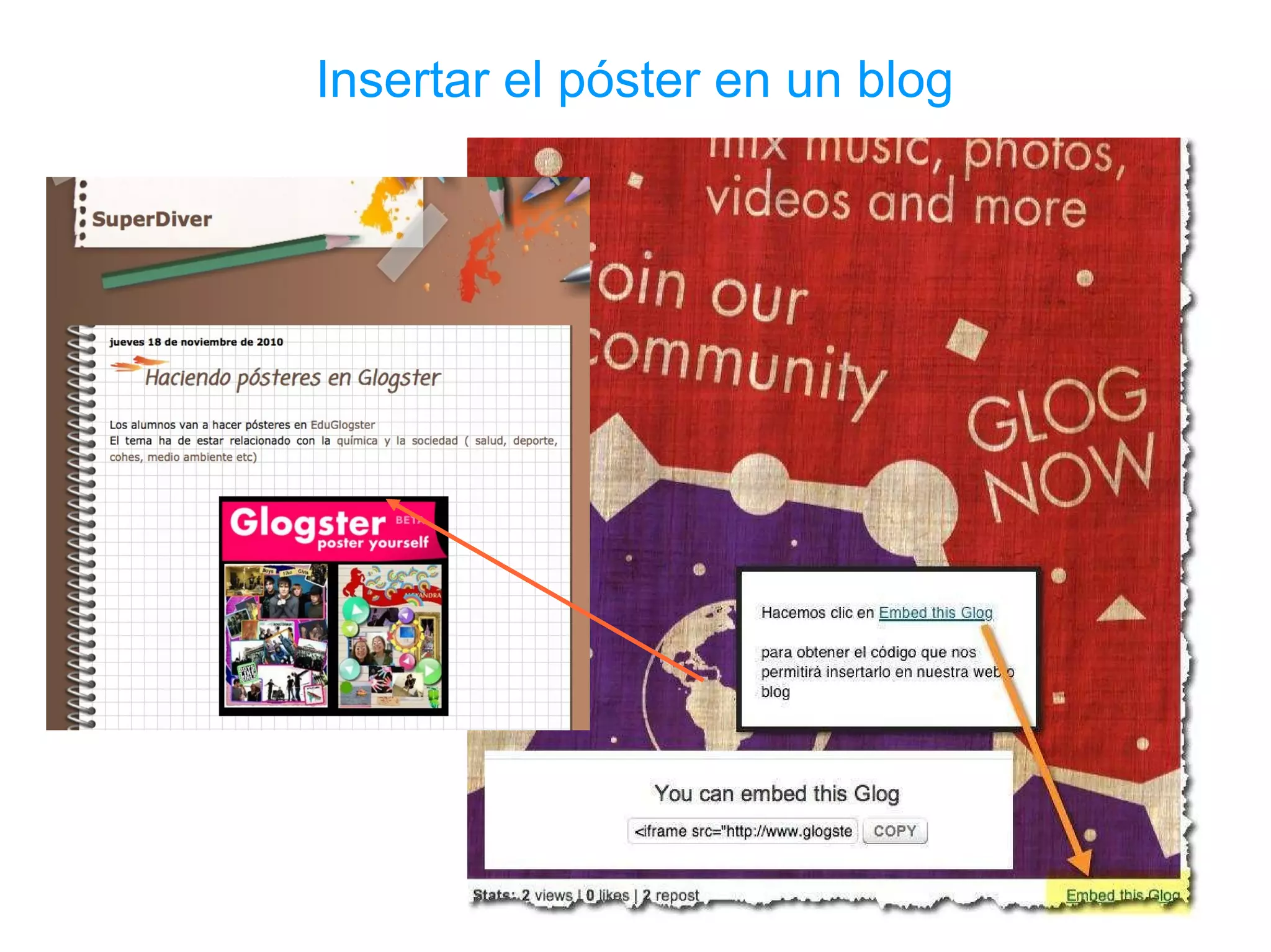Insertar el póster en un blog
 