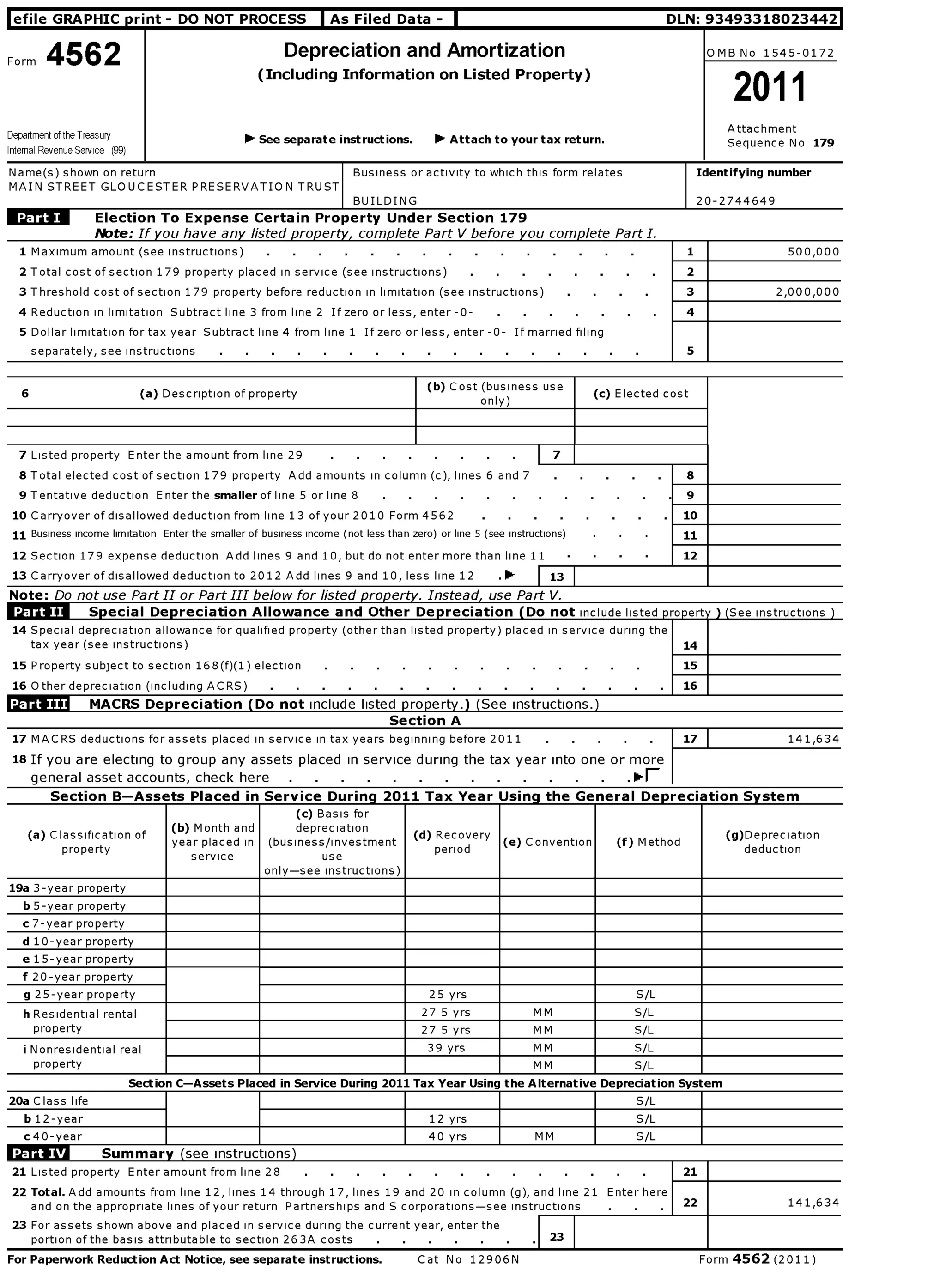 Gloucester Main Street Preservation Trust Financial Statement, 2011