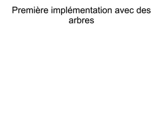 Première implémentation avec des
arbres
 
