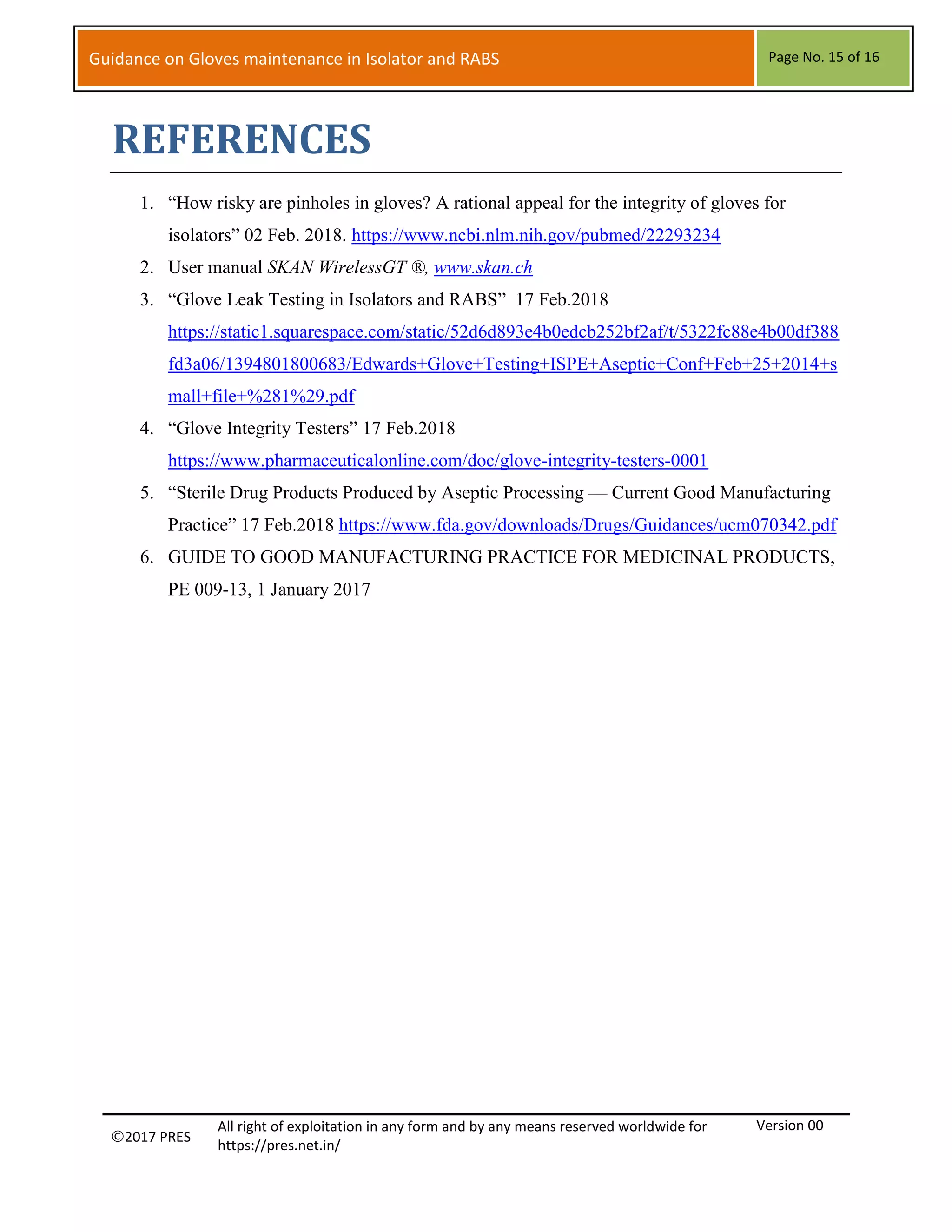 Guidance on gloves maintenance in Isolator and RABS | PDF