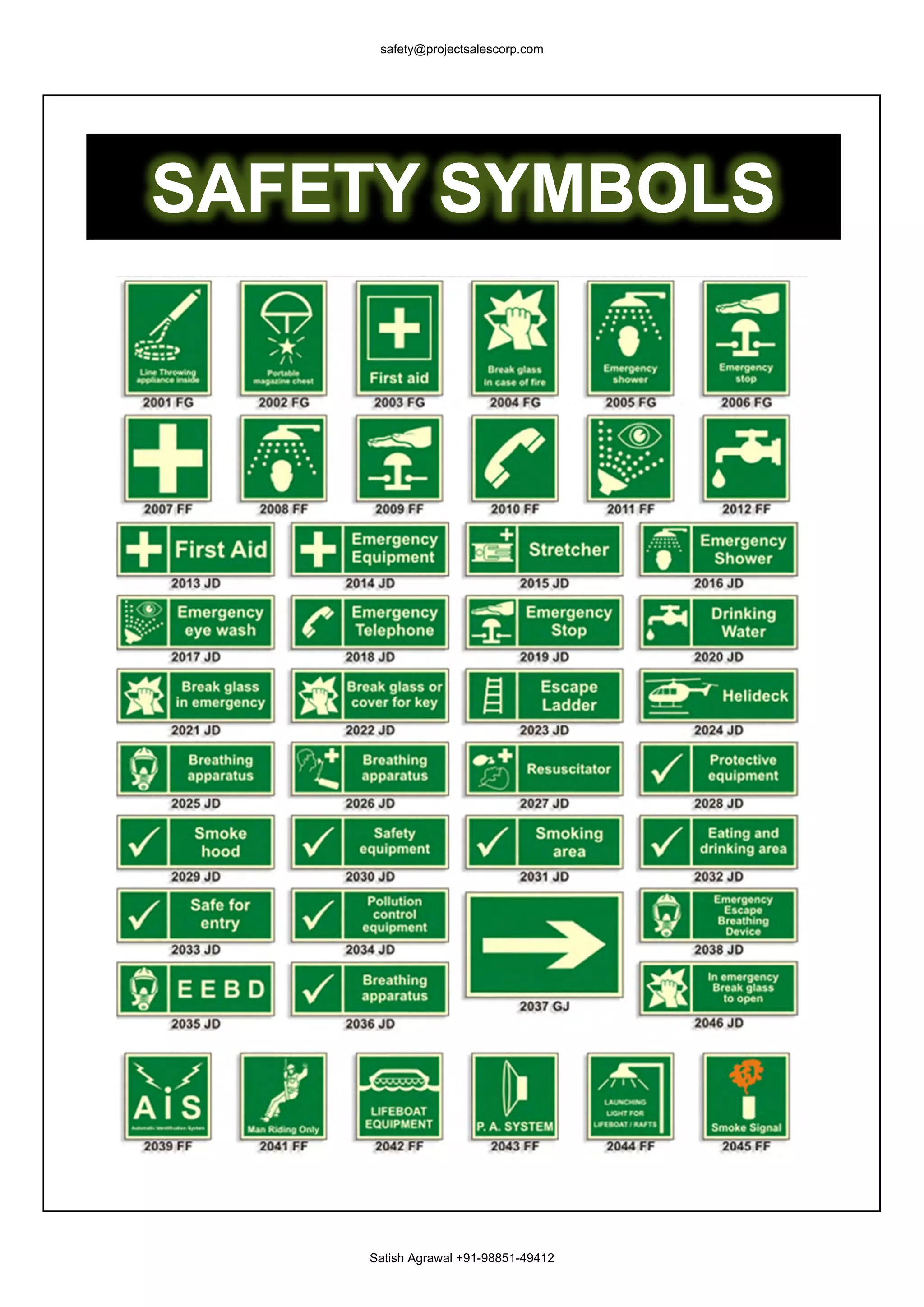 safety@projectsalescorp.com




SAFETY SYMBOLS




    Satish Agrawal +91-98851-49412
 