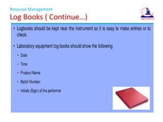 Resource Management
Log Books ( Continue…)
 