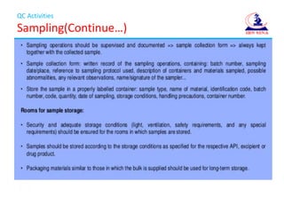 QC Activities
Sampling(Continue…)
 