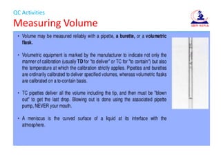 QC Activities
Measuring Volume
 