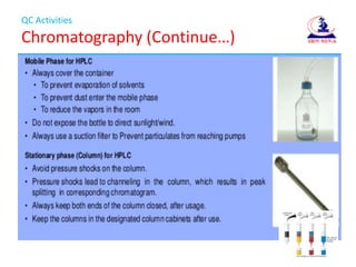 QC Activities
Chromatography (Continue…)
 
