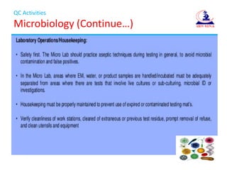QC Activities
Microbiology (Continue…)
 