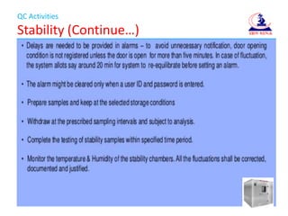 QC Activities
Stability (Continue…)
 