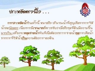 ประหยัดตรงนีไง . . .
กำรประหยัดน้ำในครังนี หมำยถึง ปริมำณน้ำที่สูญเสียจำกกำรให้
น้ำลดน้อยลง เนื่องจำกมีเซนเซอร์ตรวจจับว่ำเมื่อถึงจุดที่ดินมีควำมชืน
มำกเกิน เครื่องจะหยุดจ่ำยน้ำทันทีเพื่อตัดวงจรกำรจ่ำยน้ำลดกำรเสียน้ำ
จำกกำรที่ให้น้ำเกินควำมต้องกำรของดิน
 