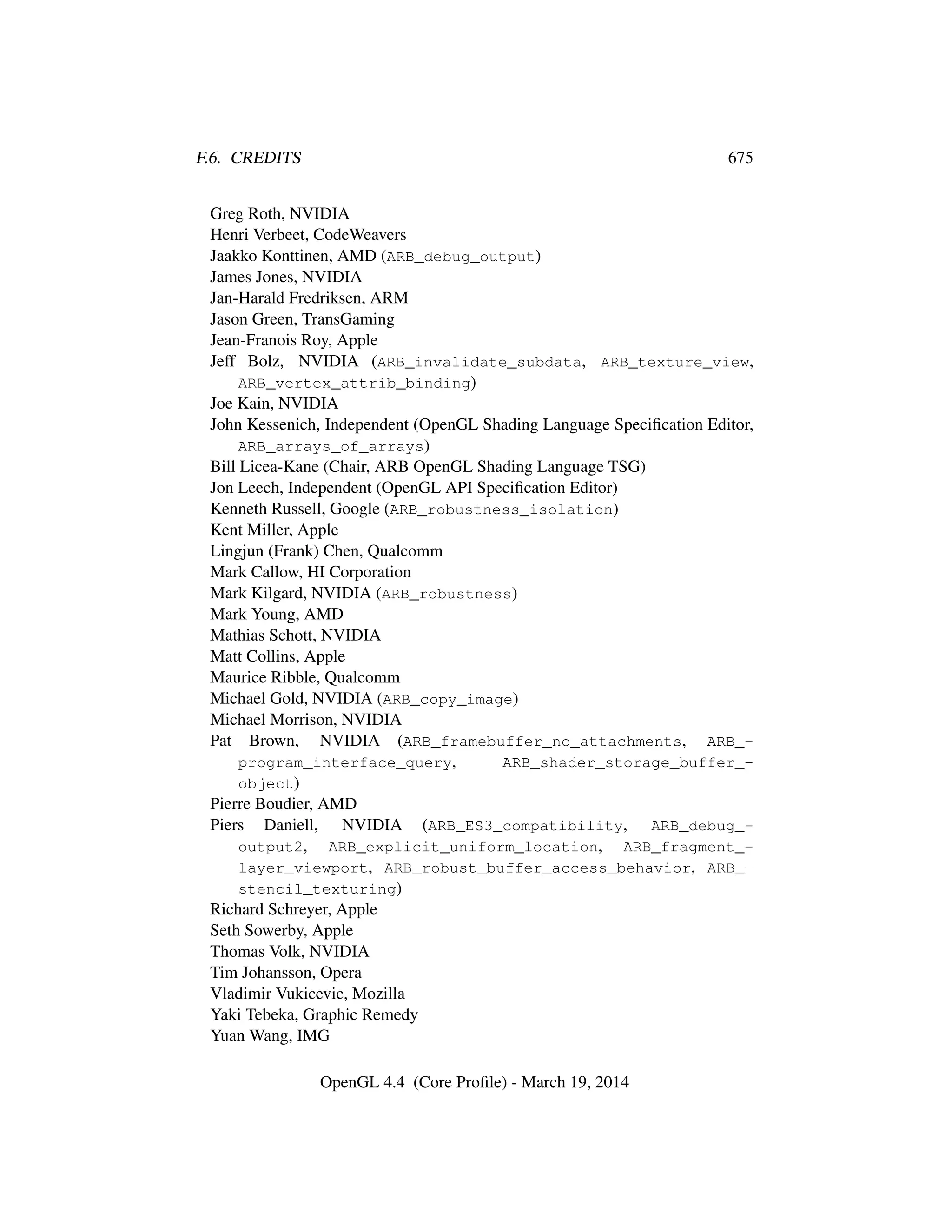 OpenGL Spec 4.4 Core