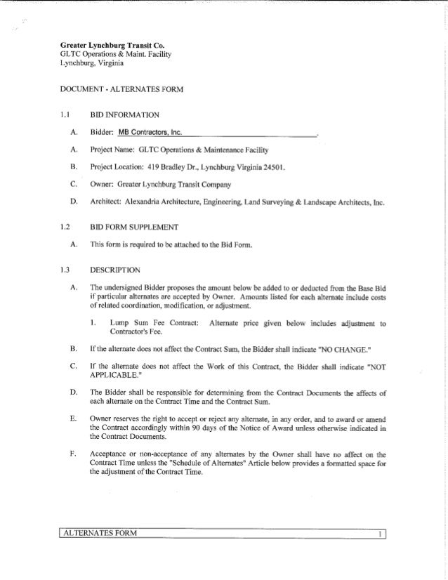 bid forms for contractors