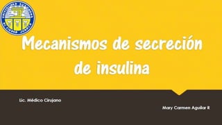 Mecanismos de
secreción de
insulina
Lic. Médico Cirujano
Mary Carmen Aguilar R
 