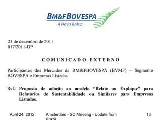 April 24, 2012   Amsterdam - SC Meeting - Update from   13
 