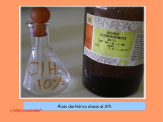 Ácido clorhídrico diluido al 10%
¿Cómo prepararlo?
 