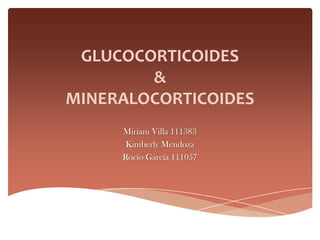 GLUCOCORTICOIDES
        &
MINERALOCORTICOIDES
     Miriam Villa 111383
      Kimberly Mendoza
     Rocío García 111057
 