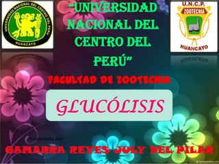 “UNIVERSIDAD

NACIONAL DEL
CENTRO DEL
PERÚ”
FACULTAD DE ZOOTECNIA

GLUCÓLISIS
Presentado por:

GAMARRA REYES JULY DEL PILAR

 