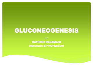 GLUCONEOGENESIS
BY:
SATHISH RAJAMANI
ASSOCIATE PROFESSOR
 